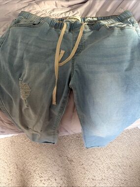 Celebrity Pink Light Blue Drawstring Relaxed Jeans